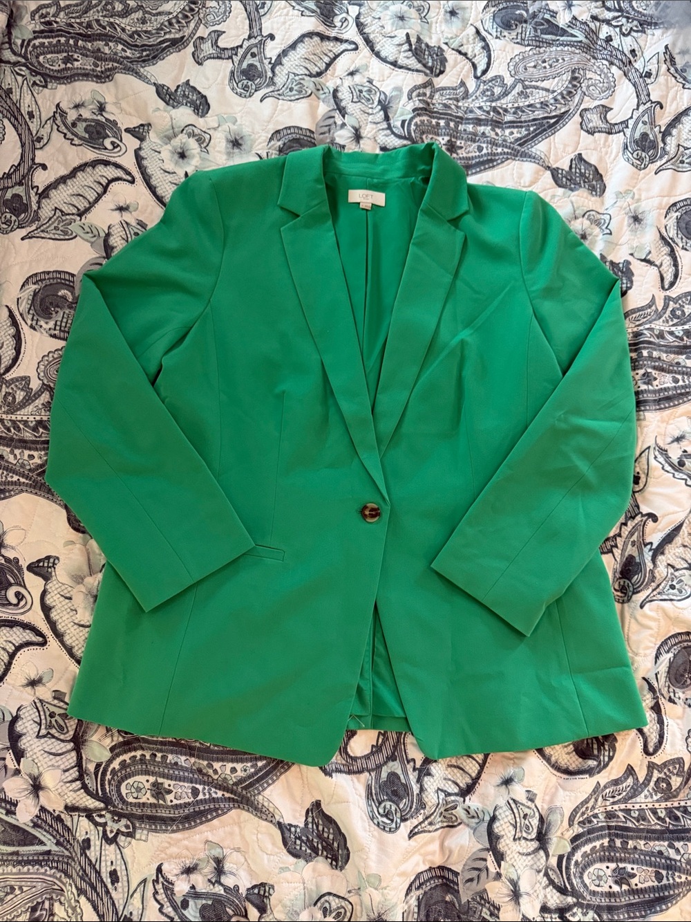 LOFT Kelly Green Single-Button Blazer size 16